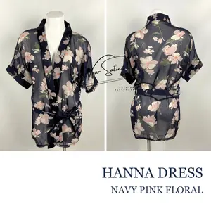 [HANNA] Lingerie Dress / Gaun Malam/ Baju Dinas/ Set Lingerie - NAVY FLORAL