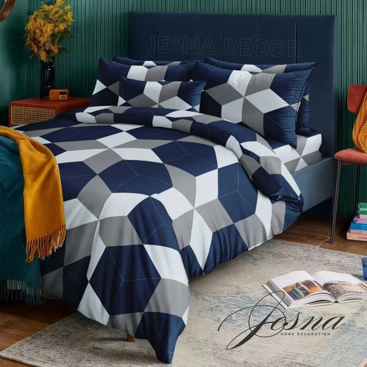 Set Bedcover Sprei Katun dengan 4 Karet Sudut - Ukuran 90x200, 120x200, 160x200, 180x200, 200x200 - Karet - Kain, Kasur