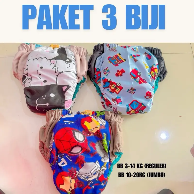 Clodi 3 biji popok cuci ulang / clodi sultan murah bahan diadora lembut