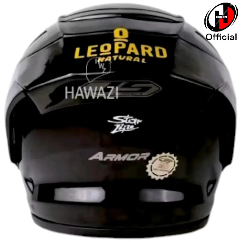 Helm JS Armor Hitam Glossy Paket Ganteng Leopard dengan Visor Iridium Silver Motorcycle 3