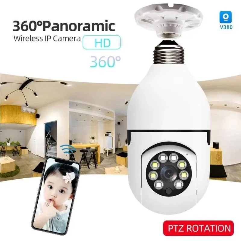 CCTV Lampu HD 8MP Kamera CCTV Wifi Hotspot Bohlam 360 Derajat PTZ Panoramic IP Camera Wireless Digital Pc Smart CCTV