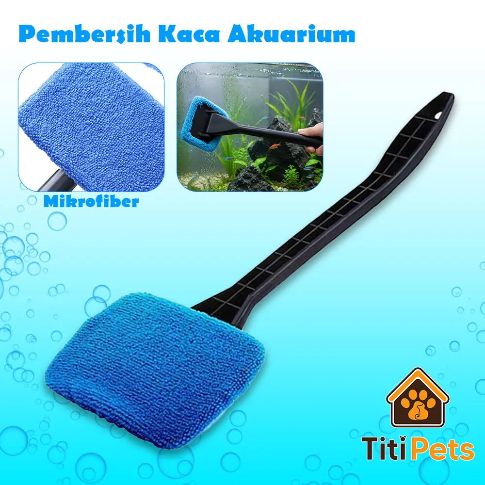 Sikat Pembersih Kaca Aquarium Microfiber Anti Gores Penghapus Lumut Akuarium Handle Ergonomis