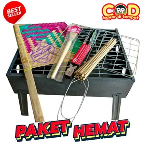 Paket Promo Barbeque, Alat Bakaran Komplit Murah, Alat Panggangan Portable Serbaguna Kitchenware Sate