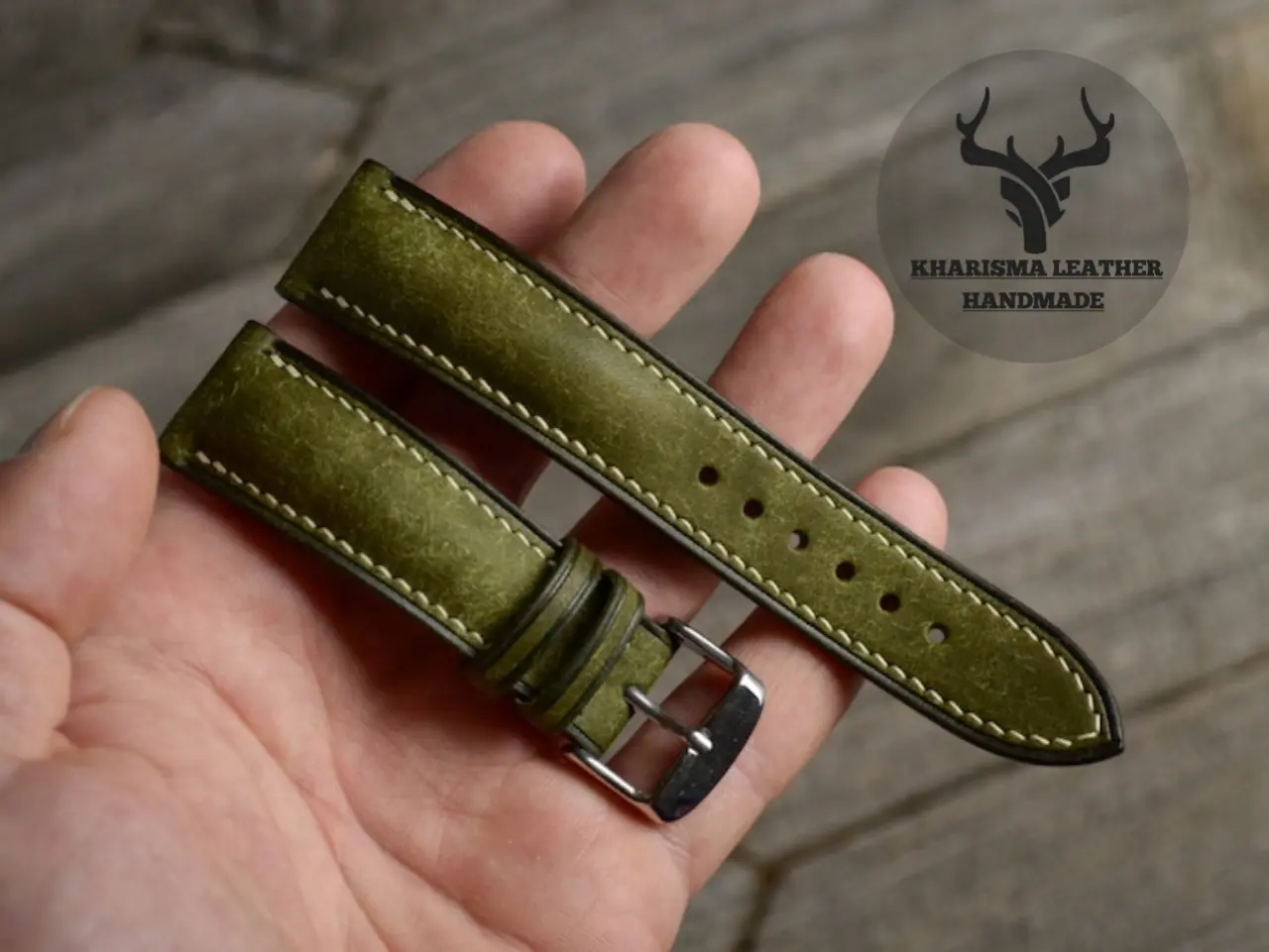 PROMO!!! STRAP JAM TANGAN KULIT WARNA DEEP GREEN/TALI JAM TANGAN KULIT ORIGINAL/STRAP JAM TANGAN KULIT OPEN LOOP TAPER SHAPE