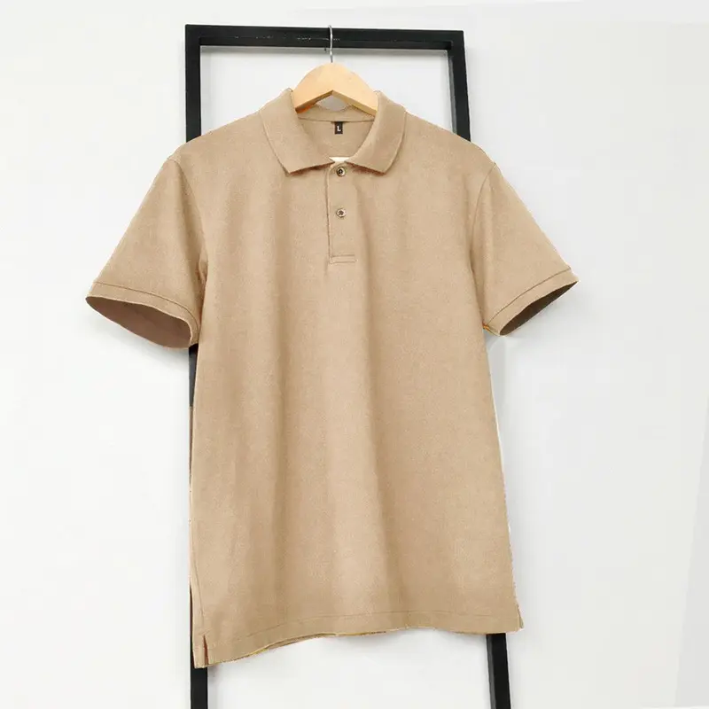 Baju Polotshirt Outfit Santai Berkerah Lengan Pendek Kancing Army Pria Wanita - Coklat Susu 0