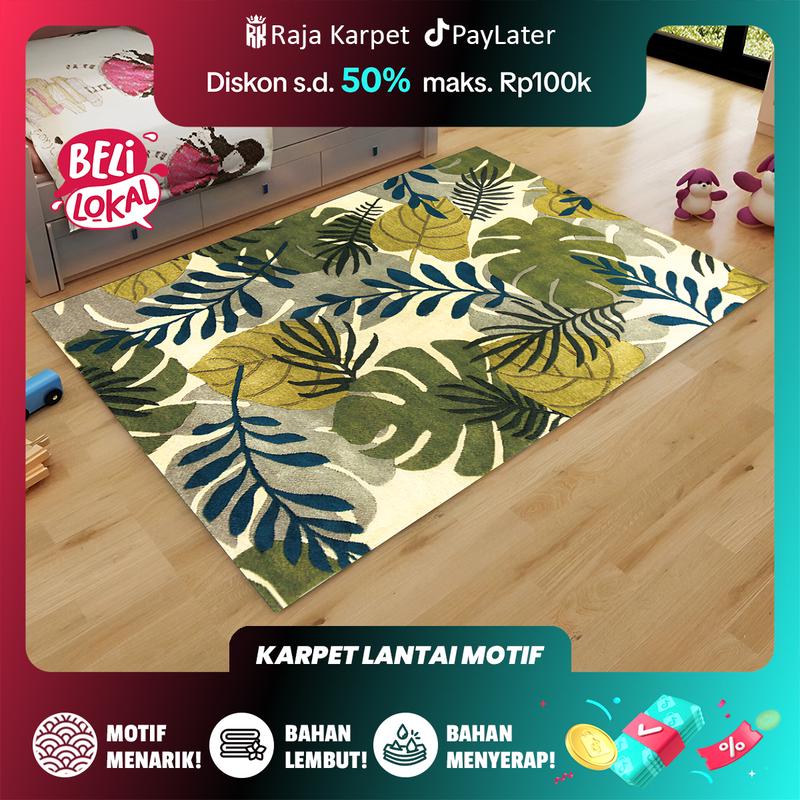 RAJA - Karpet Lantai Eropa Anti Slip Bahan Polyester Alas Karet Motif Estetik Karpet Ruang Tamu Modern Carpet 1