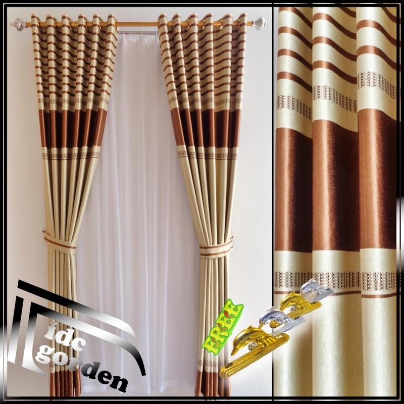gorden jendela rumah bahan blackout semi bludru motif embos model smokring 2