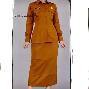 Seragam PNS Wanita Khaki Tua Lengan Panjang Baju Kerja Guru