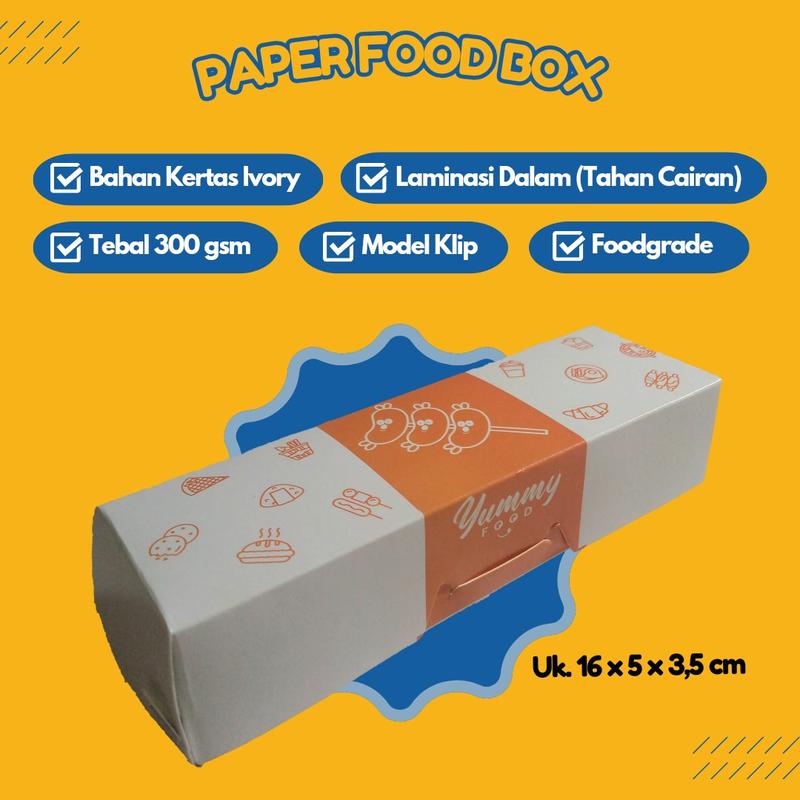 100 PCS Paper Food Box Box Makanan dari Kertas untuk Sosis, Corndog ...