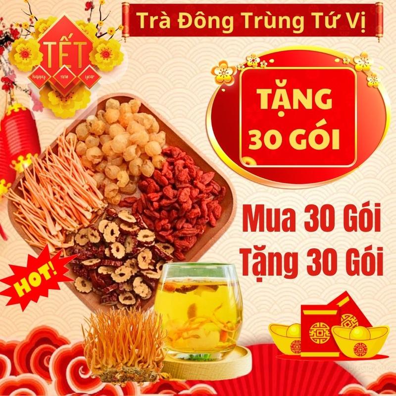   QUÀ TẾT Tặng 30 Gói - Tổng 60 Gói+ Đường Phèn  – Trà Tứ Vị Đông Trùng tứ vị   4 vị Táo đỏ Kỷ tử Long nhãn Đông trùng  tea chè nước trà | Trà Mộc Tây Bắc 