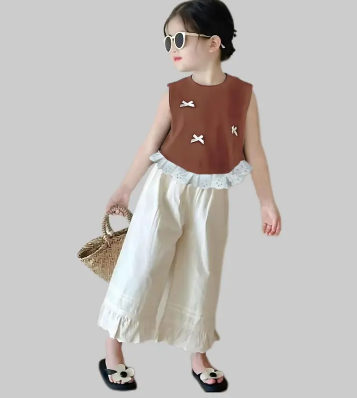 setelan anak lucu setelan perempuan baju dan celana anak 1-5 tahun lekbong knit pita celana panjang renda by kazirastore 2