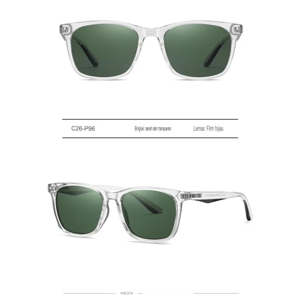 Kacamata Sunglasses Polarized Pria nita Anti Silau Model Kotak TR339 titanium tranfaran u - Putih Hijau, All size