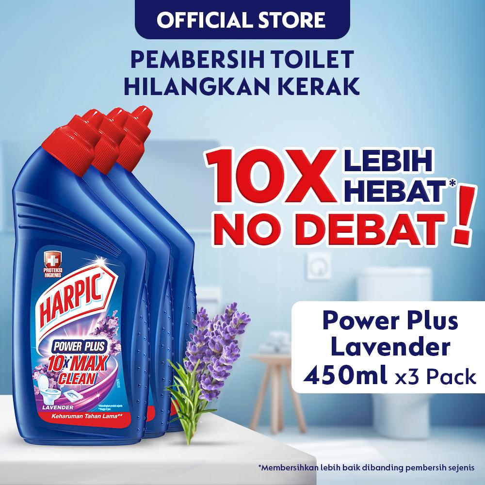 Harpic Power Plus 10X Max Clean Lavender 450ml x3 - Pembersih Toilet