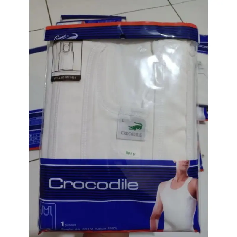 3pcs_ singlet pria crocodile 801 original 100% , kaos dalam pria crocodile, singlet crocodile 801 Putih 3