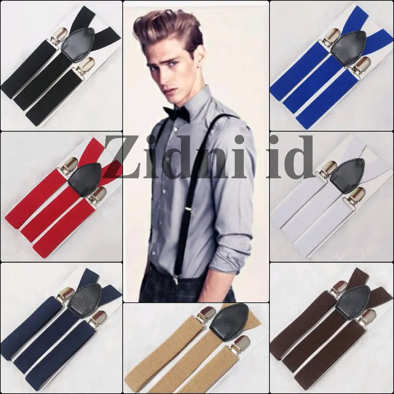 Suspender Bretel Pria Wanita Dewasa Tali Kodok Elastis Style Outfit Model Y Jojon Biru Coklat 0