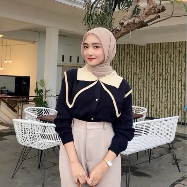 PESOLIA BLUSE KNITS POLO CARDIGAN RAJUT POLOS WANITA KOREA Knitwear