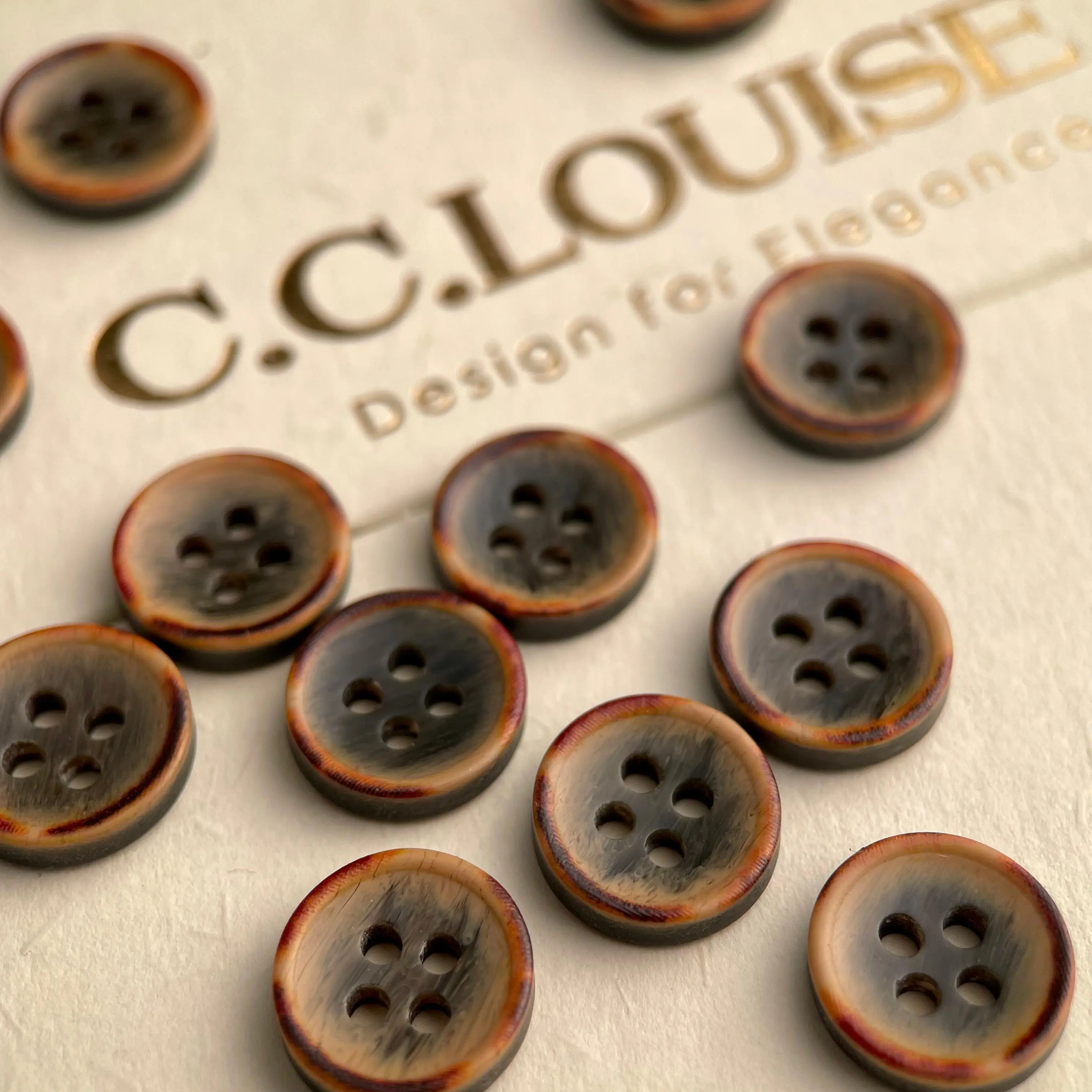 Small Clothing Buttons, 4 holes, Fire Burnt Scorch Texture, Designer Shirt Sleeve Skirt Hat Coat Textile Decoration, 11mm, 10 pieces