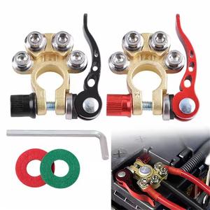 1 Par de Terminales de Batería de Poste Superior para Auto de 12V y 24V, Conectores de Terminal de Abrazadera de Cable, Desconectores de Liberación Rápida de 4 Vías, Clips de Terminal de Batería de Auto