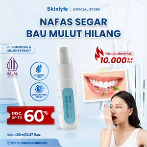 Skinlyfe Mouth Spray Penghilang Bau Mulut dan Nafas Oral Spray Pembersih Mulut Penyegar Nafas Bau Alcohol Free Pemutih Gigi BPOM (A2) Gusi Menthol Pewangi