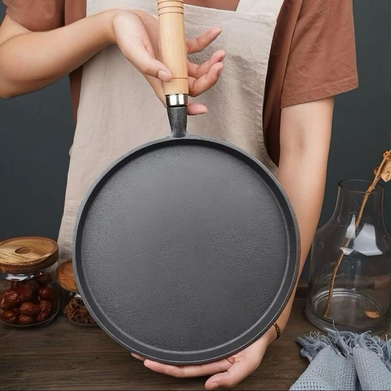 Chảo Gang Đúc Nguyên Khối Bán Kính 20cm - Vẽ Mặt Vật Lý Không Dính Và Làm Nóng Đều