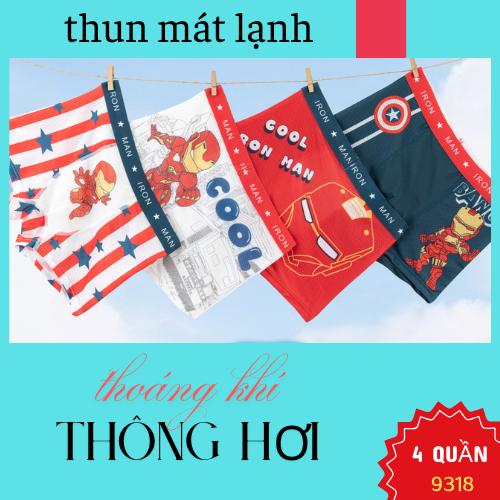 Combo 4 quần sịp đùi khủng long shin phi hành gia cho bé trai 8-46kg chất thun mát lạnh thông hơi thoáng khí toàn quần