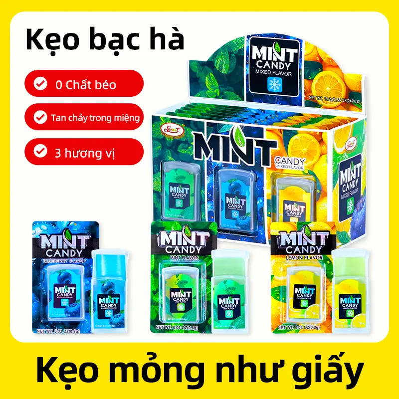 SWOOT -Kẹo bạc hà – Hộp 24 viên đóng gói riêng (Chanh + Việt quất + Bạc hà Combo 3 vị)