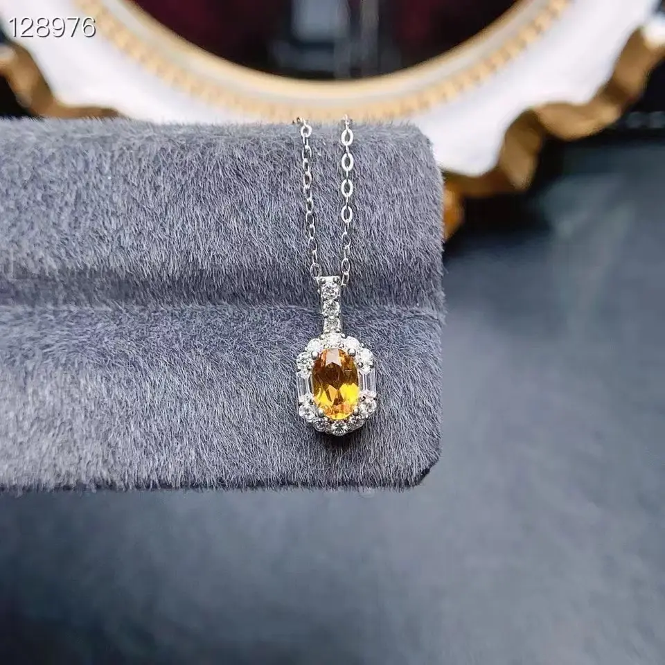 0059 S925 Natural Citrine Fashion Pendant (Main Stone 4*6mm)