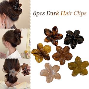 6pcs 8cm/4cm Dark Flower Hair Clips Elegant Woman Girl Mam Gifts Fashion Hair Accessories