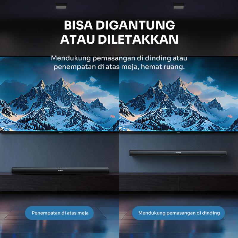 [EKSLUSIF SPECIAL PRICE] ROBOT RB80 Soundbar TV Bluetooth 6.0 10W Dual Speaker Full-Range & Dual Bass Konektivitas Ganda Garansi 1 Tahun BISA COD