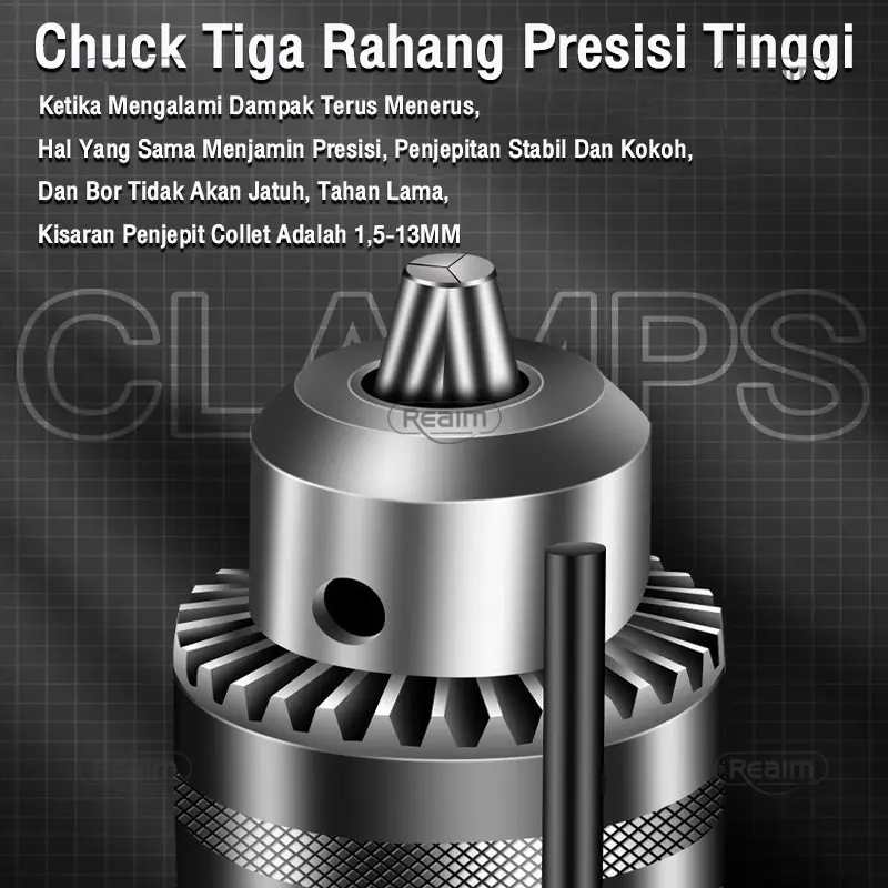 Reaim Mesin Bor Listrik 13mm Bolak Balik Electric Drill Bor Beton Kayu Besi Tembok Bor Listrik  Impact Drill Listrik impact bisa 3500rpm tembok beton bolak variable speed Impact drill Supplier Warranty Tanpa Garansi keramik 3 tahun bor listrik full set 5