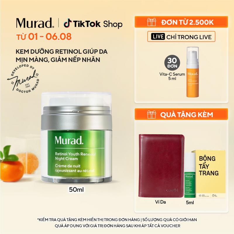 Kem dưỡng ẩm Retinol giúp da mịn màng và làm mờ nếp nhăn Murad Retinol Youth Renewal Cream 50ml