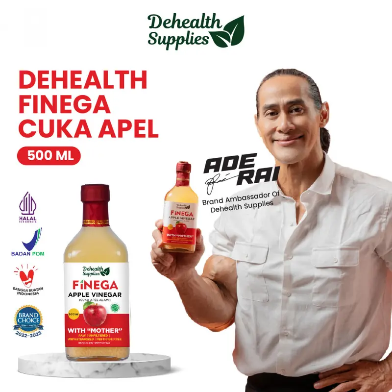 Cuka Apel FINEGA by Ade Rai Dehealth 1 liter 500ml Asli Original 2