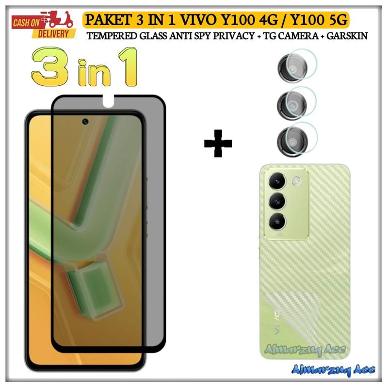 Product Introduction of Paket 3 in 1 Tempered Glass Untuk Vivo Y100 4G Y100 5G Anti Gores Kaca Full Layar AntiGores Camera Garskin 41