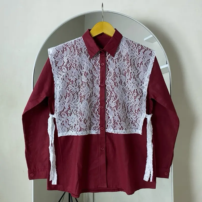 Yura shirt top - Kemeja linen mix katun brukat 1