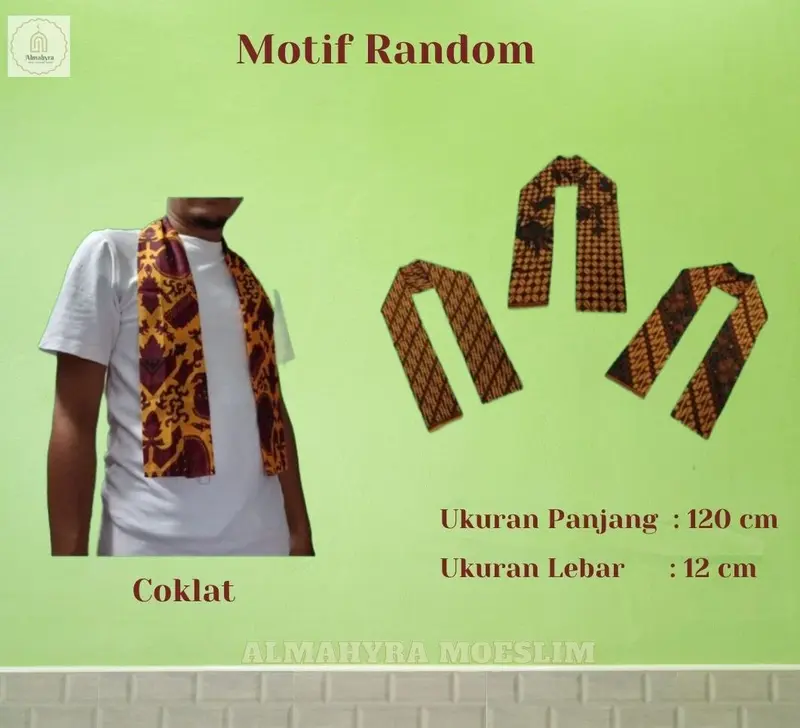 Selendang Batik I Cukin Batik Coklat Betawi Syal Batik Pria Wanita Anak Sampai Dewasa 1