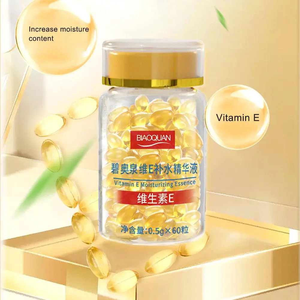 Viên Nang Gel Mềm Vitamin E, 60 Cái, Tinh Chất Dưỡng Ẩm, Tinh Chất Nuôi Dưỡng Làm Mờ Nếp Nhăn, R2P7 Skincare Serum