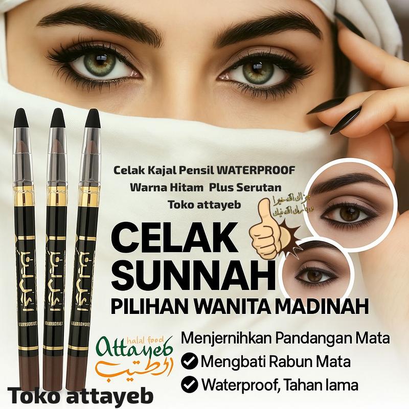 Celak Kajal Pensil WATERPROOF Warna Hitam Celak PINSIL Mata Arab KOHL ada Serutan Eyeliner Kosmetik Dubai 6