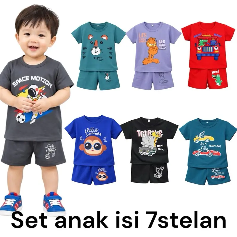 B18 paket stelan anak isi 7pc / bahan babyterry
