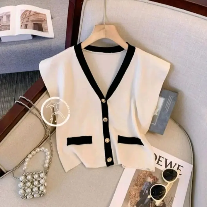CLERYA VEST KOREAN STYEL KNIT jersey  knitwear Wanita Atasan Rompi Panjang Top Outer Crop Tebal
