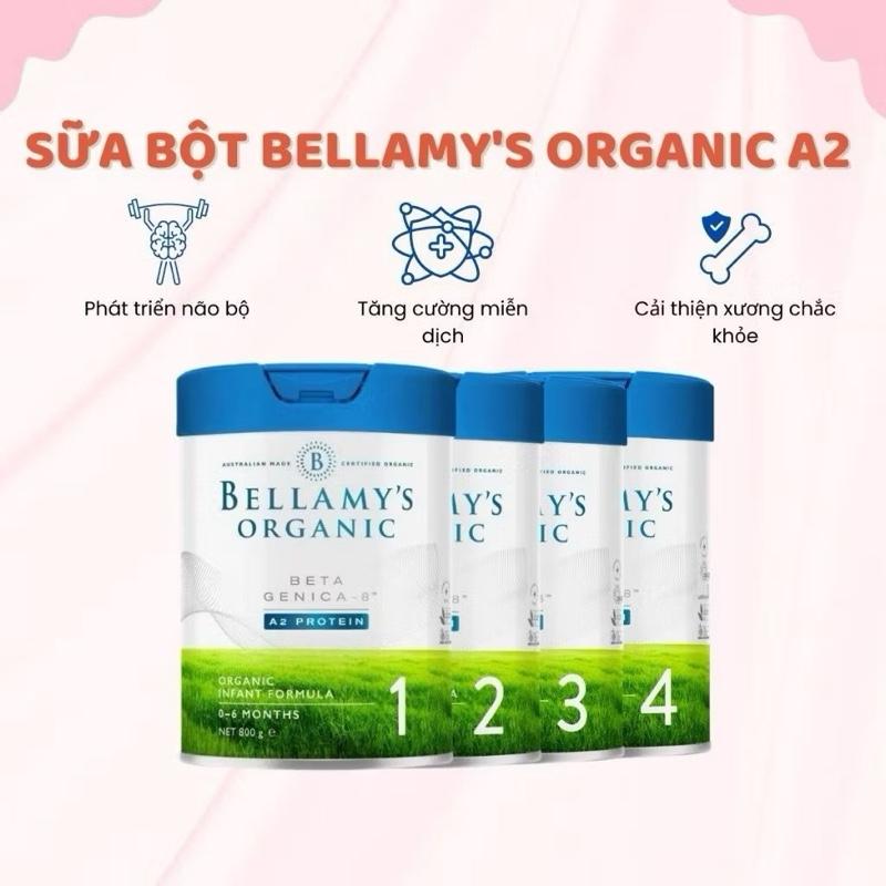  Bellamy's Sữa Bột Organic A2 Beta Genica-8 Số 1,2,3,4 Tăng MIễn Dịch Hỗ Trợ Tiêu Hoá Cho Trẻ 800g mevabebaobinh bimsuabaobinh Hữu Cơ 100% Đạm A2 Tự Nhiên 