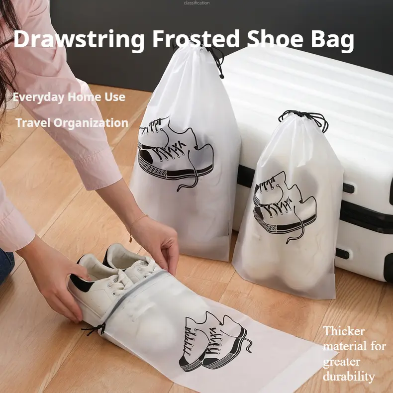Transparent Drawstring Shoe Storage Bag / Waterproof Suitcase Clothes Shoes Bags / Reusable Clothes Shoes Organizers Pocket For Traveling Classified Organizer Bag