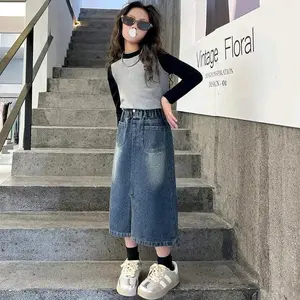 Rok Jeans Anak Perempuan Model Rok Belah Depan Untuk usia 7-15 tahun