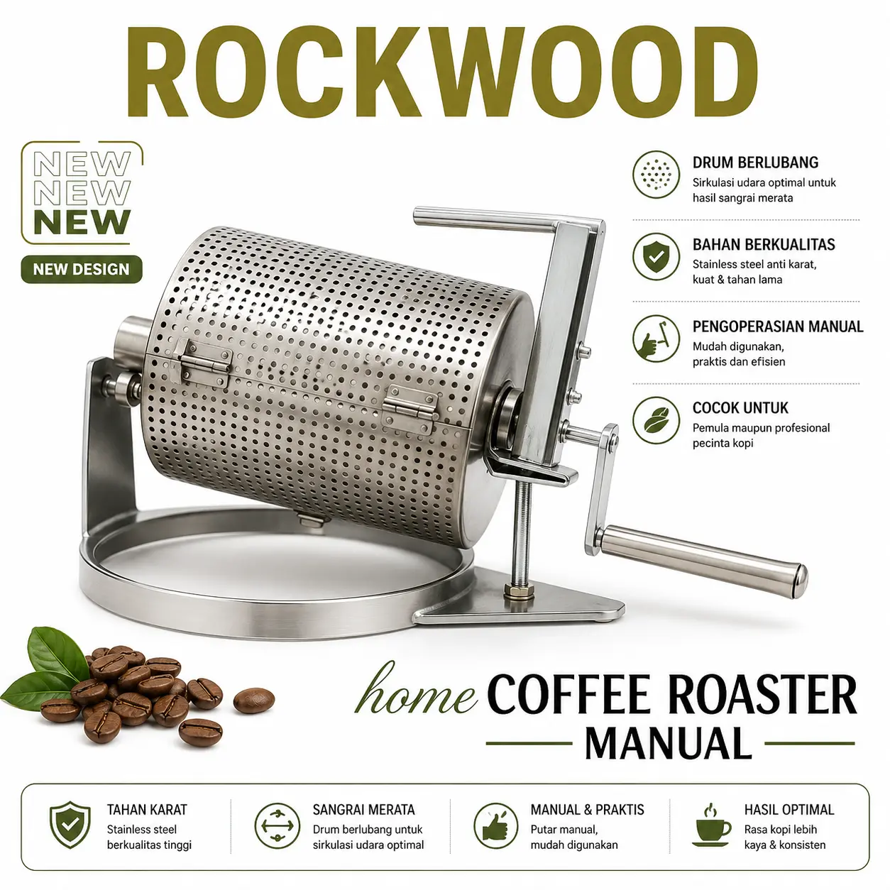 Coffee Roaster Manual 1 kg Mesin Sangrai kopi Manual