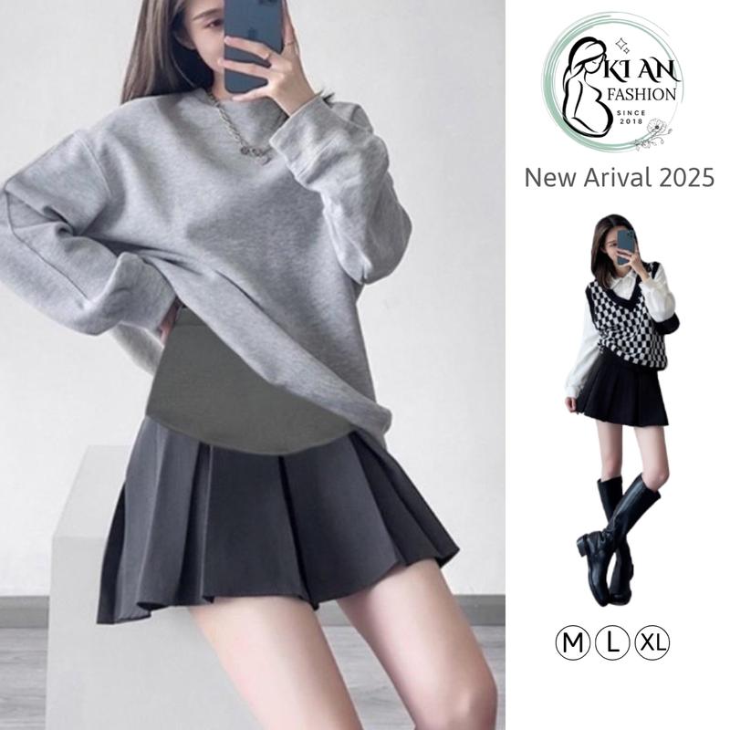 Chân váy tennis Ki An xếp ly cho bà bầu có quần bên trong chân váy xếp ly from rộng mặc thỏa mái Váy Bầu Đầm Bầu L Grey Sandal