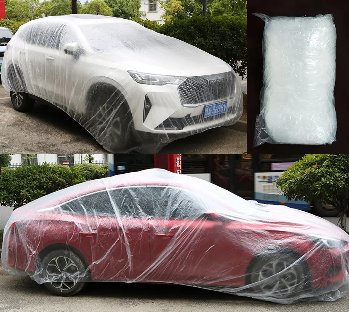 AM-73 Pelindung Body Mobil Cover Plastik Transparan Sarung Mobil Bening Plastik Transparan