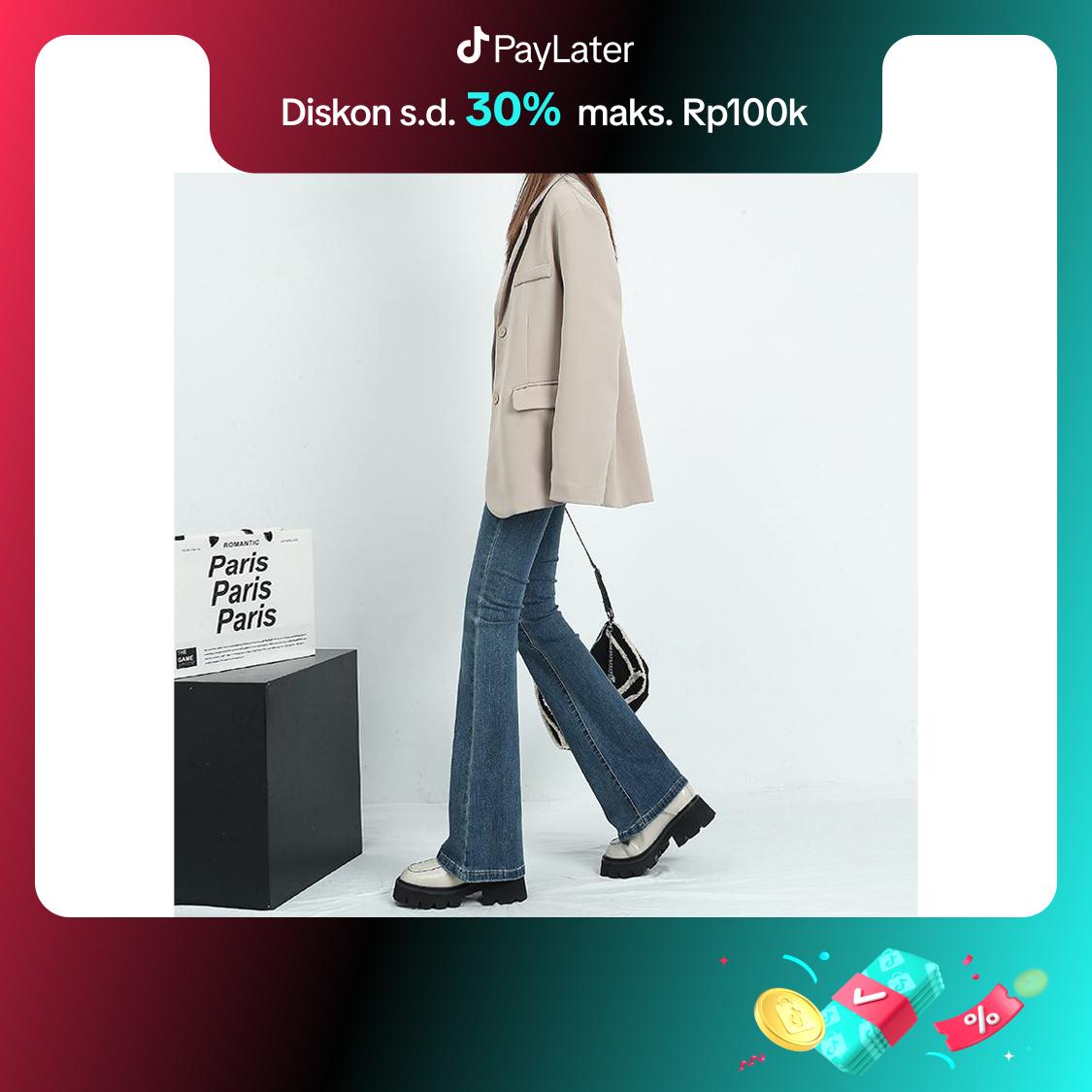 lulu-jeans Celana Jeans Cutbray Wanita /  Jeans Cutbray Wanita Biru Retro Highwaist Import 2026