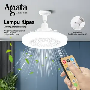 Lampu Kipas AC Remote Multifungsi 30W 2in1 LED Smart Fan Light Ceiling Fans with Lampu Plafon - E27