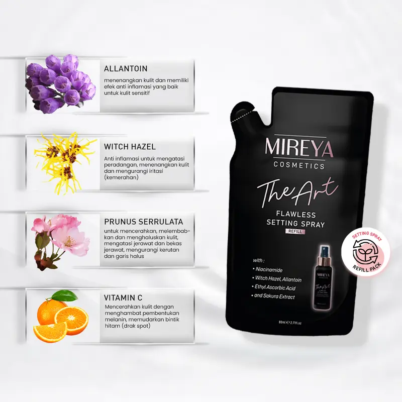 Refill Mireya The Art Flawless Setting Spray 80ml - Mireya Setting Spray & Finishing Spray Cosmetics Make Up Face Mist 2