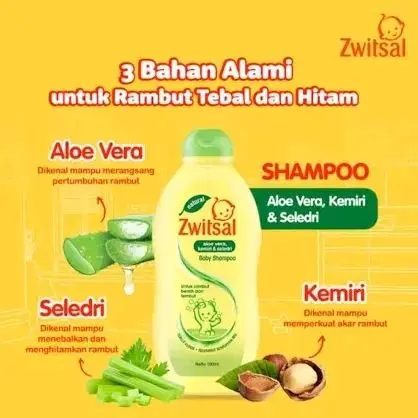 Zwitsal Sampo Bayi 100ml dengan Aloe Vera dan Kemiri untuk Pertumbuhan Rambut Bayi - Perawatan.