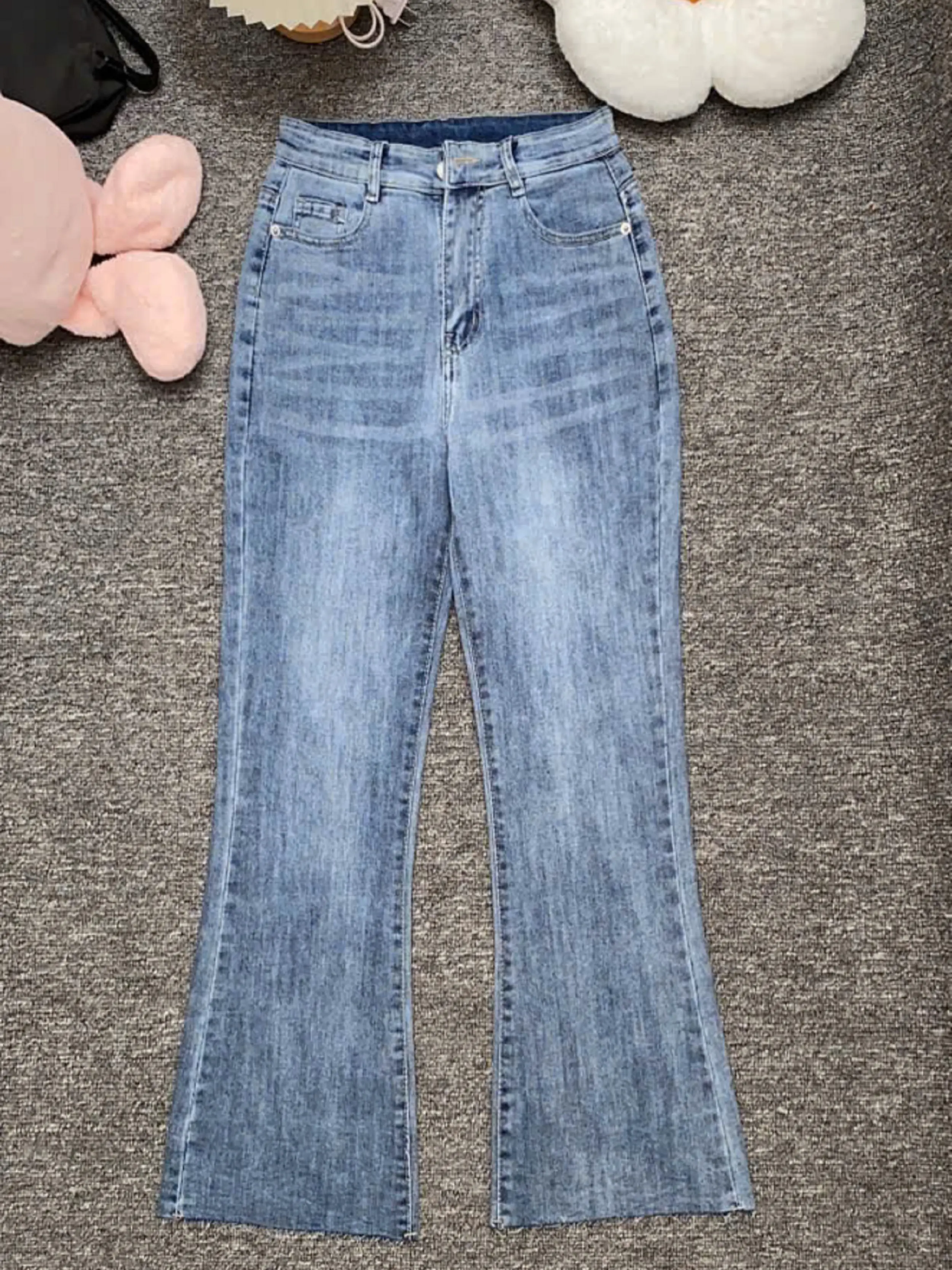 (NP01)Quần Jean Nữ Dáng Loe (90-92Cm) Kiểu Trơn, Co Giãn, Lai Cắt. From từ 38-62Kg